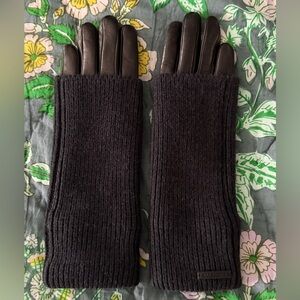 All Saints Zoya Leather Cuff Gloves | Black | S